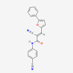molecular formula C21H13N3O2 B5509884 2-cyano-N-(4-cyanophenyl)-3-(5-phenyl-2-furyl)acrylamide CAS No. 304896-19-3