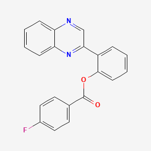 molecular formula C21H13FN2O2 B5509906 2-(2-quinoxalinyl)phenyl 4-fluorobenzoate 