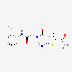 molecular formula C18H18N4O3S B5509960 3-[2-(2-Ethylanilino)-2-oxoethyl]-5-methyl-4-oxothieno[2,3-d]pyrimidine-6-carboxamide 