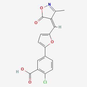 molecular formula C16H10ClNO5 B5509967 2-chloro-5-{5-[(3-methyl-5-oxo-4(5H)-isoxazolylidene)methyl]-2-furyl}benzoic acid 