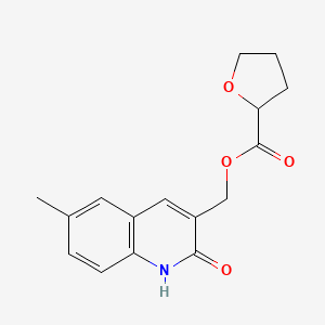 molecular formula C16H17NO4 B5510012 (2-hydroxy-6-methyl-3-quinolinyl)methyl tetrahydro-2-furancarboxylate 