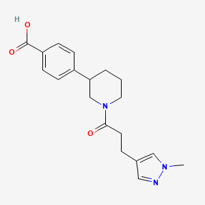 molecular formula C19H23N3O3 B5510087 4-{1-[3-(1-methyl-1H-pyrazol-4-yl)propanoyl]piperidin-3-yl}benzoic acid 