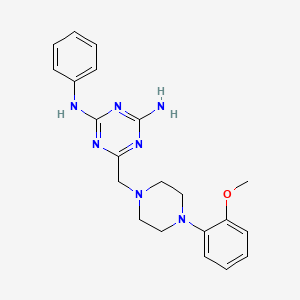 molecular formula C21H25N7O B5510112 6-{[4-(2-methoxyphenyl)-1-piperazinyl]methyl}-N-phenyl-1,3,5-triazine-2,4-diamine 