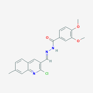 molecular formula C20H18ClN3O3 B5510122 N'-[(2-chloro-7-methyl-3-quinolinyl)methylene]-3,4-dimethoxybenzohydrazide 