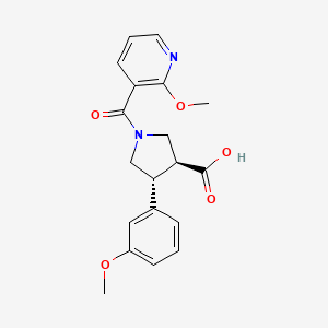 molecular formula C19H20N2O5 B5510195 (3S*,4R*)-4-(3-methoxyphenyl)-1-[(2-methoxypyridin-3-yl)carbonyl]pyrrolidine-3-carboxylic acid 