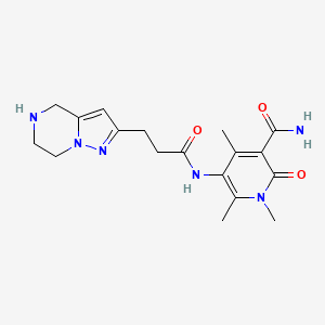 molecular formula C18H24N6O3 B5510238 1,4,6-trimethyl-2-oxo-5-{[3-(4,5,6,7-tetrahydropyrazolo[1,5-a]pyrazin-2-yl)propanoyl]amino}-1,2-dihydro-3-pyridinecarboxamide hydrochloride 