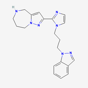 molecular formula C20H23N7 B5510263 2-{1-[3-(1H-indazol-1-yl)propyl]-1H-imidazol-2-yl}-5,6,7,8-tetrahydro-4H-pyrazolo[1,5-a][1,4]diazepine dihydrochloride 