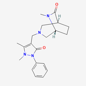 molecular formula C20H26N4O2 B5510292 (1S*,5R*)-3-[(1,5-二甲基-3-氧代-2-苯基-2,3-二氢-1H-吡唑-4-基)甲基]-6-甲基-3,6-二氮杂双环[3.2.2]壬烷-7-酮 