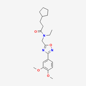 molecular formula C21H29N3O4 B5510302 3-cyclopentyl-N-{[3-(3,4-dimethoxyphenyl)-1,2,4-oxadiazol-5-yl]methyl}-N-ethylpropanamide 