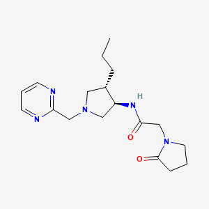 molecular formula C18H27N5O2 B5510305 2-(2-oxo-1-pyrrolidinyl)-N-[rel-(3R,4S)-4-propyl-1-(2-pyrimidinylmethyl)-3-pyrrolidinyl]acetamide hydrochloride 