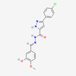 molecular formula C18H15ClN4O3 B5510367 3-(4-氯苯基)-N'-(3-羟基-4-甲氧基亚苄基)-1H-吡唑-5-甲酰肼 