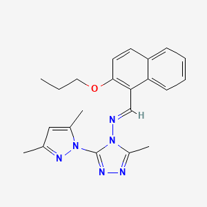 molecular formula C22H24N6O B5510411 3-(3,5-二甲基-1H-吡唑-1-基)-5-甲基-N-[(2-丙氧基-1-萘基)亚甲基]-4H-1,2,4-三唑-4-胺 
