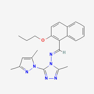 molecular formula C22H24N6O B5510411 (E)-N-[3-(3,5-dimethylpyrazol-1-yl)-5-methyl-1,2,4-triazol-4-yl]-1-(2-propoxynaphthalen-1-yl)methanimine 