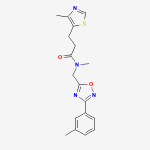 molecular formula C18H20N4O2S B5510449 N-甲基-N-{[3-(3-甲基苯基)-1,2,4-恶二唑-5-基]甲基}-3-(4-甲基-1,3-噻唑-5-基)丙酰胺 