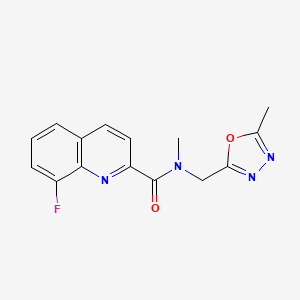 molecular formula C15H13FN4O2 B5510480 8-fluoro-N-methyl-N-[(5-methyl-1,3,4-oxadiazol-2-yl)methyl]-2-quinolinecarboxamide 