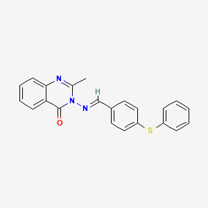 molecular formula C22H17N3OS B5510604 2-methyl-3-{[4-(phenylthio)benzylidene]amino}-4(3H)-quinazolinone 