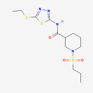 molecular formula C13H22N4O3S3 B5510653 N-[5-(ethylthio)-1,3,4-thiadiazol-2-yl]-1-(propylsulfonyl)-3-piperidinecarboxamide 