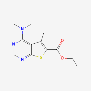 molecular formula C12H15N3O2S B5510654 ethyl 4-(dimethylamino)-5-methylthieno[2,3-d]pyrimidine-6-carboxylate 