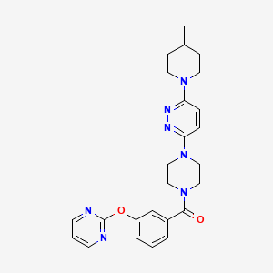 molecular formula C25H29N7O2 B5510793 3-(4-甲基-1-哌啶基)-6-{4-[3-(2-嘧啶氧基)苯甲酰]-1-哌嗪基}哒嗪 