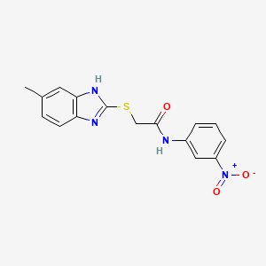 molecular formula C16H14N4O3S B5510802 2-[(5-methyl-1H-benzimidazol-2-yl)thio]-N-(3-nitrophenyl)acetamide 