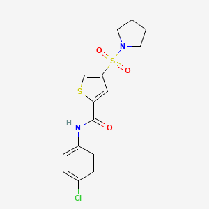molecular formula C15H15ClN2O3S2 B5510812 N-(4-chlorophenyl)-4-(1-pyrrolidinylsulfonyl)-2-thiophenecarboxamide 