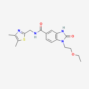 molecular formula C18H22N4O3S B5510825 N-[(4,5-dimethyl-1,3-thiazol-2-yl)methyl]-1-(2-ethoxyethyl)-2-oxo-2,3-dihydro-1H-benzimidazole-5-carboxamide 