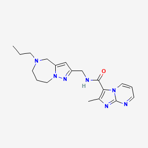 molecular formula C19H25N7O B5510919 2-methyl-N-[(5-propyl-5,6,7,8-tetrahydro-4H-pyrazolo[1,5-a][1,4]diazepin-2-yl)methyl]imidazo[1,2-a]pyrimidine-3-carboxamide 