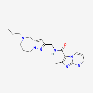 molecular formula C19H25N7O B5510919 2-甲基-N-[(5-丙基-5,6,7,8-四氢-4H-吡唑并[1,5-a][1,4]二氮杂卓-2-基)甲基]咪唑并[1,2-a]嘧啶-3-甲酰胺 