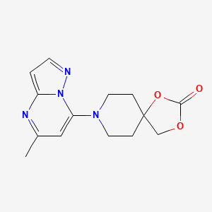 molecular formula C14H16N4O3 B5510952 8-(5-methylpyrazolo[1,5-a]pyrimidin-7-yl)-1,3-dioxa-8-azaspiro[4.5]decan-2-one 
