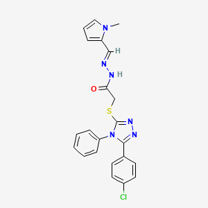 molecular formula C22H19ClN6OS B5511051 2-{[5-(4-氯苯基)-4-苯基-4H-1,2,4-三唑-3-基]硫代}-N'-[(1-甲基-1H-吡咯-2-基)亚甲基]乙酰肼 
