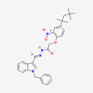 molecular formula C32H36N4O4 B5511099 N'-[(1-benzyl-1H-indol-3-yl)methylene]-2-[2-nitro-4-(1,1,3,3-tetramethylbutyl)phenoxy]acetohydrazide 