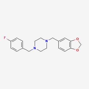 molecular formula C19H21FN2O2 B5511165 1-(1,3-benzodioxol-5-ylmethyl)-4-(4-fluorobenzyl)piperazine 