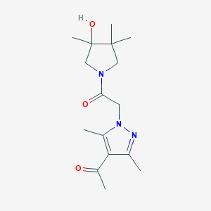 molecular formula C16H25N3O3 B5511168 1-{1-[2-(3-hydroxy-3,4,4-trimethylpyrrolidin-1-yl)-2-oxoethyl]-3,5-dimethyl-1H-pyrazol-4-yl}ethanone 