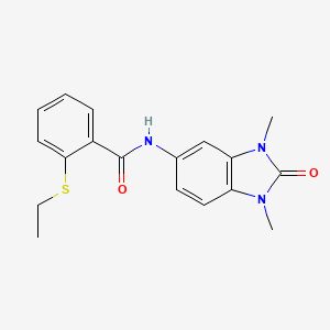 molecular formula C18H19N3O2S B5511190 N-(1,3-dimethyl-2-oxo-2,3-dihydro-1H-benzimidazol-5-yl)-2-(ethylthio)benzamide 