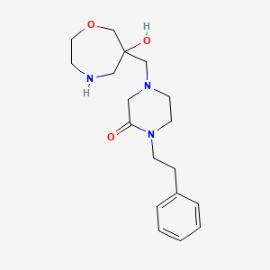 molecular formula C18H27N3O3 B5511198 4-[(6-hydroxy-1,4-oxazepan-6-yl)methyl]-1-(2-phenylethyl)-2-piperazinone dihydrochloride 