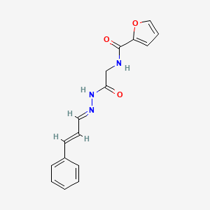 molecular formula C16H15N3O3 B5511208 N-{2-oxo-2-[2-(3-phenyl-2-propen-1-ylidene)hydrazino]ethyl}-2-furamide 