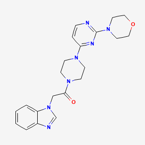 molecular formula C21H25N7O2 B5511218 1-(2-{4-[2-(4-morpholinyl)-4-pyrimidinyl]-1-piperazinyl}-2-oxoethyl)-1H-benzimidazole 
