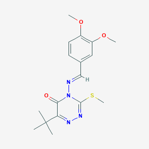 6-tert-butyl-4-[(3,4-dimethoxybenzylidene)amino]-3-(methylthio)-1,2,4-triazin-5(4H)-one