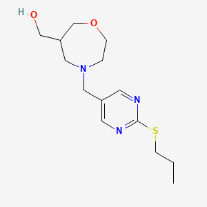 molecular formula C14H23N3O2S B5511262 (4-{[2-(propylthio)pyrimidin-5-yl]methyl}-1,4-oxazepan-6-yl)methanol 