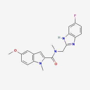 molecular formula C20H19FN4O2 B5511286 N-[(6-fluoro-1H-benzimidazol-2-yl)methyl]-5-methoxy-N,1-dimethyl-1H-indole-2-carboxamide 