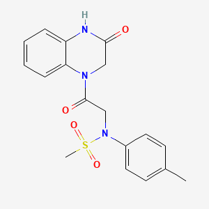molecular formula C18H19N3O4S B5511303 N-(4-methylphenyl)-N-[2-oxo-2-(3-oxo-3,4-dihydro-1(2H)-quinoxalinyl)ethyl]methanesulfonamide 