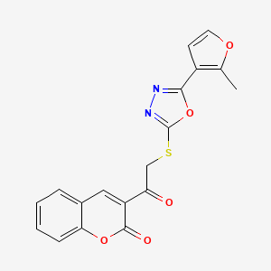 molecular formula C18H12N2O5S B5511335 3-({[5-(2-methyl-3-furyl)-1,3,4-oxadiazol-2-yl]thio}acetyl)-2H-chromen-2-one 