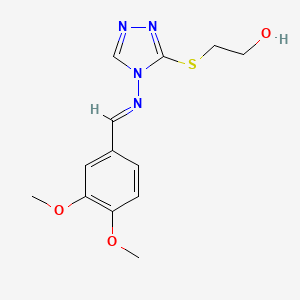 molecular formula C13H16N4O3S B5511359 2-({4-[(3,4-dimethoxybenzylidene)amino]-4H-1,2,4-triazol-3-yl}thio)ethanol 