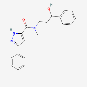 molecular formula C21H23N3O2 B5511367 N-(3-hydroxy-3-phenylpropyl)-N-methyl-5-(4-methylphenyl)-1H-pyrazole-3-carboxamide 