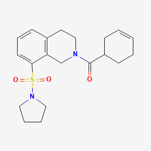 molecular formula C20H26N2O3S B5511395 2-(cyclohex-3-en-1-ylcarbonyl)-8-(pyrrolidin-1-ylsulfonyl)-1,2,3,4-tetrahydroisoquinoline 