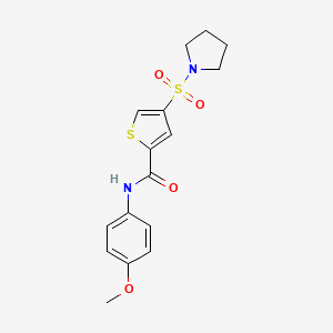 molecular formula C16H18N2O4S2 B5511425 N-(4-methoxyphenyl)-4-(1-pyrrolidinylsulfonyl)-2-thiophenecarboxamide 