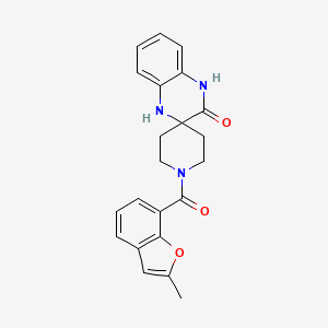 molecular formula C22H21N3O3 B5511456 1-[(2-methyl-1-benzofuran-7-yl)carbonyl]-1',4'-dihydro-3'H-spiro[piperidine-4,2'-quinoxalin]-3'-one 