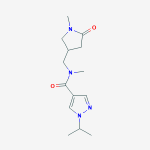 molecular formula C14H22N4O2 B5511495 1-isopropyl-N-methyl-N-[(1-methyl-5-oxo-3-pyrrolidinyl)methyl]-1H-pyrazole-4-carboxamide 