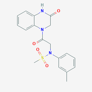 molecular formula C18H19N3O4S B5511526 N-(3-methylphenyl)-N-[2-oxo-2-(3-oxo-3,4-dihydro-1(2H)-quinoxalinyl)ethyl]methanesulfonamide 