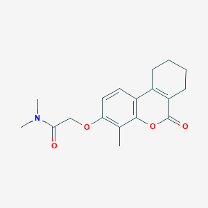 molecular formula C18H21NO4 B5511530 N,N-dimethyl-2-[(4-methyl-6-oxo-7,8,9,10-tetrahydro-6H-benzo[c]chromen-3-yl)oxy]acetamide 
